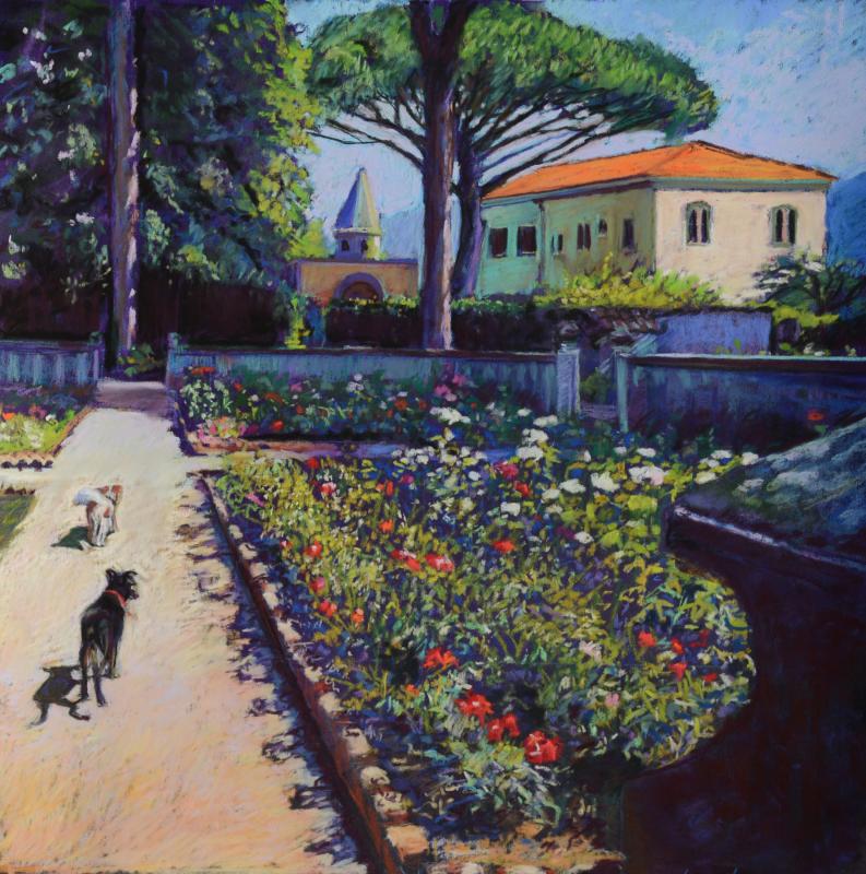“Garden in Ravello,” pastel, Laura Hickman, Gallery One artist.